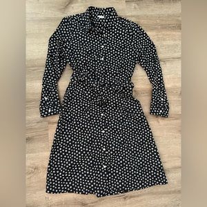 Navy floral button front dress